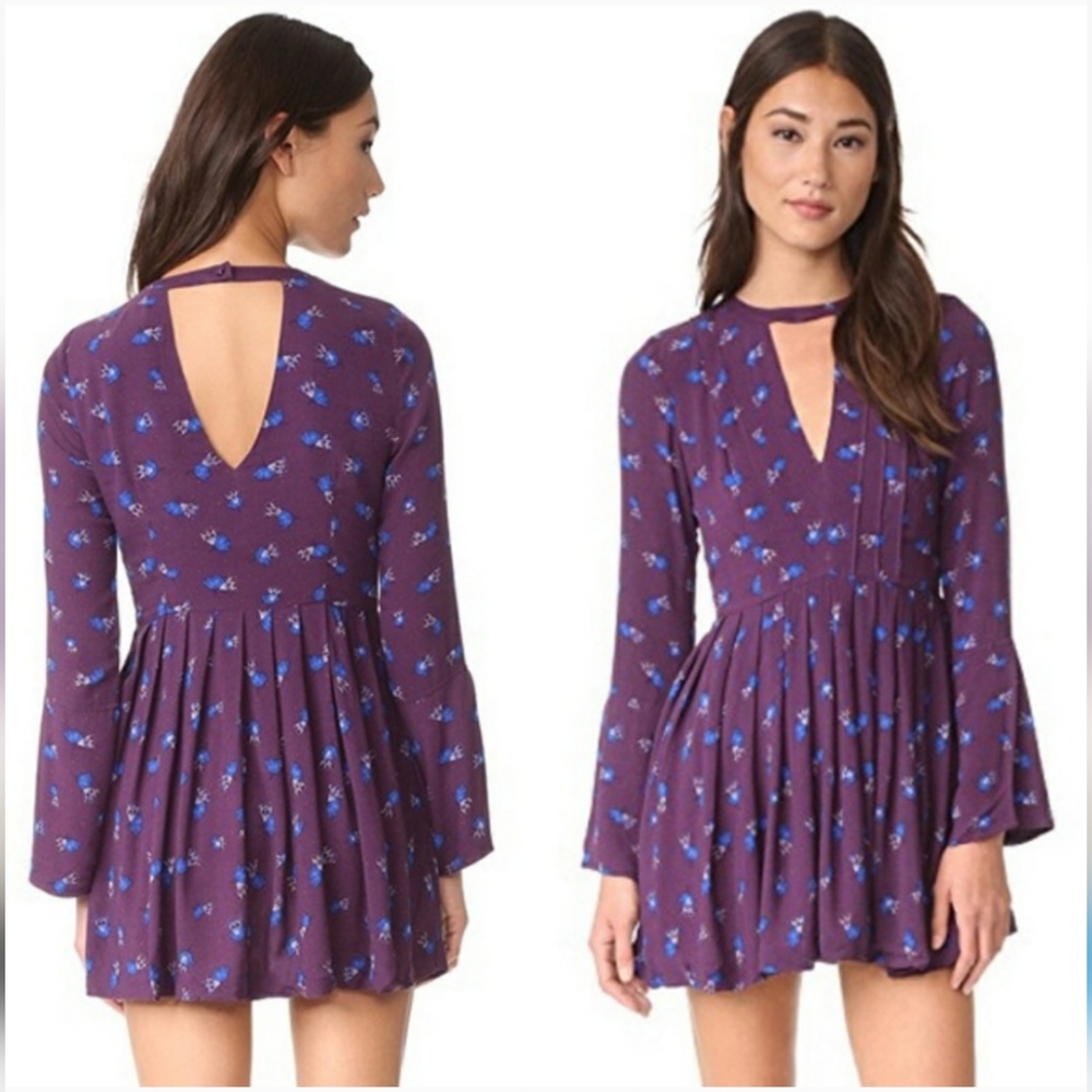 Free People Tegan Mini Dress purple Anthropologie Size 4 Small